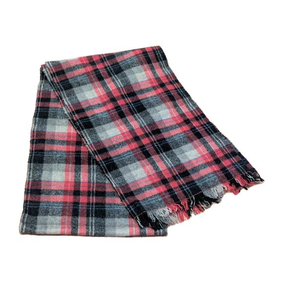 Pendleton Other - Vintage Pendleton Scarf 100% Virgin Wool Mens Red Black Plaid Checker USA